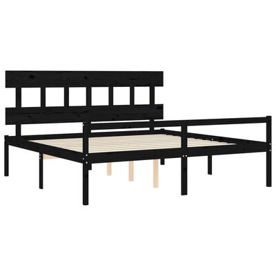 vidaXL Senior Bed without Mattress Black 200x200 cm Solid Wood