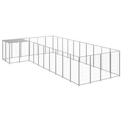 vidaXL Dog Kennel Silver 13.31 m² Steel