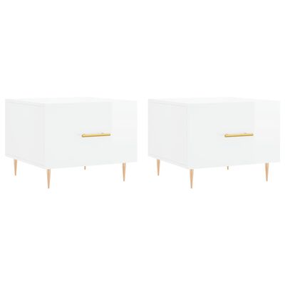 vidaXL Coffee Tables 2pcs High Gloss White 50x50x40 cm Engineered Wood