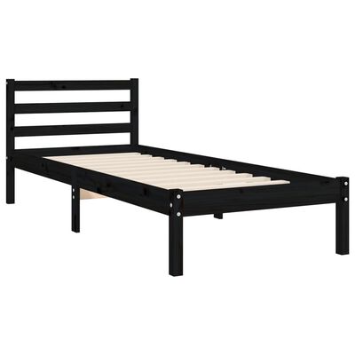 vidaXL Bed Frame without Mattress Black 90x200 cm Solid Wood