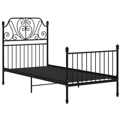 vidaXL Bed Frame without Mattress Black Metal 100x200 cm