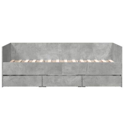 vidaXL Daybed with Drawers without Mattress Concrete Grey 75x190 cm Small Single