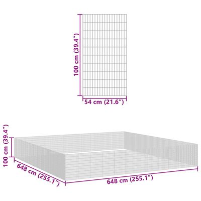 vidaXL Free Range Animal Enclosure 48-Panel 54x100 cm Galvanised Iron