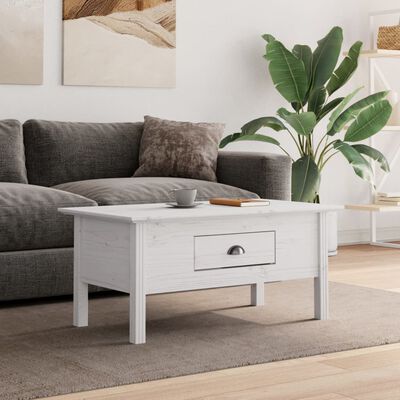 vidaXL Coffee Table BODO White 100x55x45 cm Solid Wood Pine