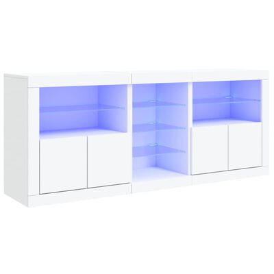 vidaXL Sideboard with LED Lights White 162x37x67 cm