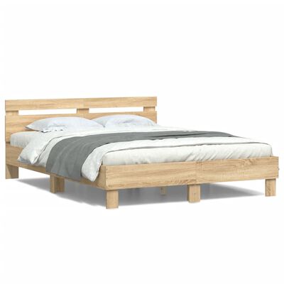 vidaXL Bed Frame with LED without Mattress Sonoma Oak 140x200 cm