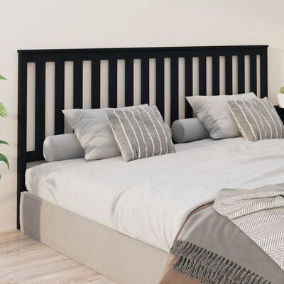 vidaXL Bed Headboard Black 206x6x101 cm Solid Wood Pine