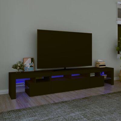 vidaXL TV Cabinet with LED Lights Black 230x36.5x40 cm
