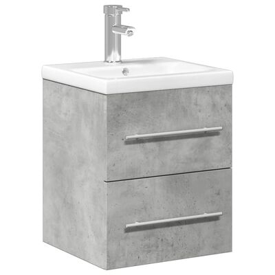 vidaXL Bathroom Sink Cabinet with Built-in Basin Concrete Grey