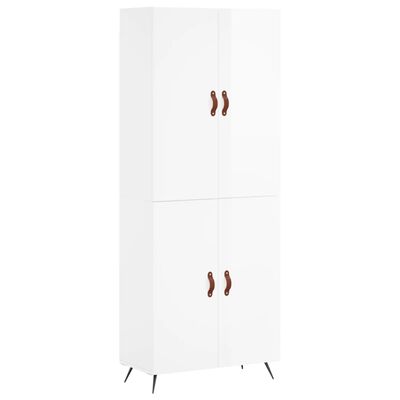 vidaXL Highboard High Gloss White 69.5x34x180 cm Engineered Wood