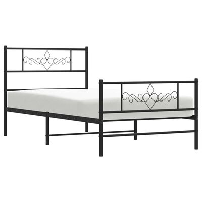 vidaXL Metal Bed Frame without Mattress with Footboard Black 80x200 cm