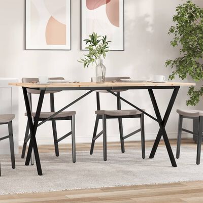 vidaXL Dining Table X-Frame 140x80x75 cm Solid Wood Pine and Cast Iron