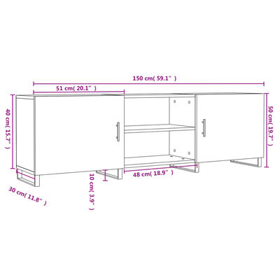 vidaXL TV Cabinet High Gloss White 150x30x50 cm Engineered Wood