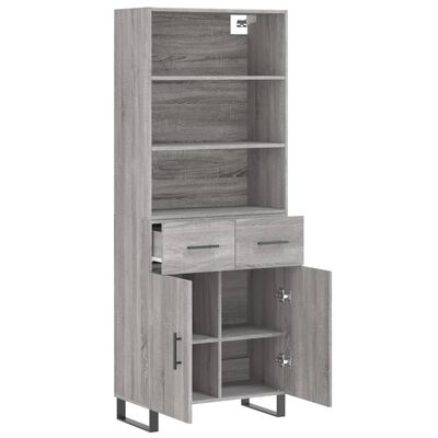 vidaXL Highboard Grey Sonoma 69.5x34x180 cm Engineered Wood