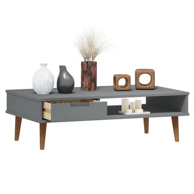 vidaXL Coffee Table MOLDE Grey 100x55x31 cm Solid Wood Pine