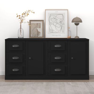 vidaXL Sideboards 2 pcs Black Engineered Wood