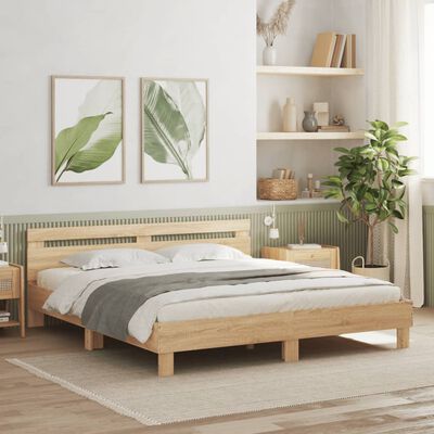 vidaXL Bed Frame without Mattress Sonoma Oak 200x200 cm