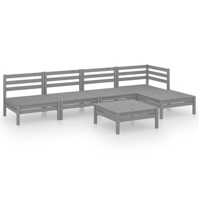 vidaXL 6 Piece Garden Lounge Set Solid Pinewood Grey