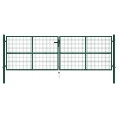 vidaXL Mesh Garden Gate Steel 390x125 cm Green