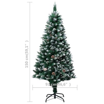 vidaXL Artificial Christmas Tree with Pine Cones and White Snow 150 cm