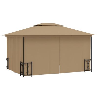 vidaXL Gazebo with Sidewalls&Double Roofs 3x4 m Taupe