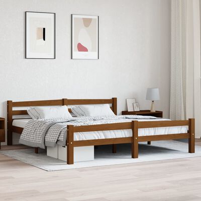 vidaXL Bed Frame without Mattress Honey Brown Solid Pinewood 180x200 cm Super King