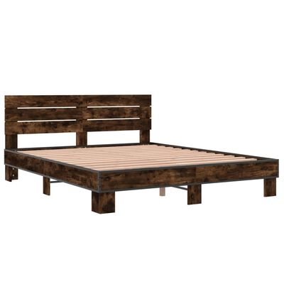 vidaXL Bed Frame without Mattress Smoked Oak 150x200 cm King Size