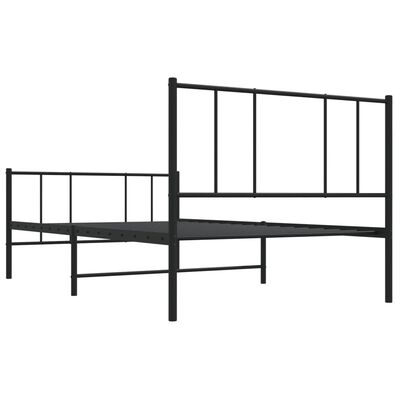 vidaXL Metal Bed Frame without Mattress with Footboard Black 90x190 cm Single