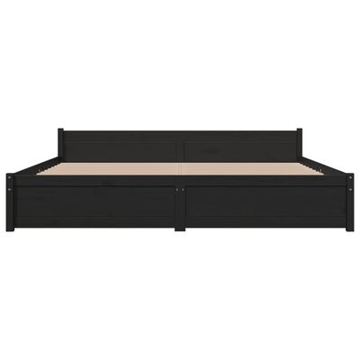 vidaXL Bed Frame without Mattress Black Solid Wood 180x200 cm Super King