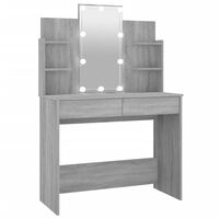 vidaXL Dressing Table with LED Grey Sonoma 96x40x142 cm