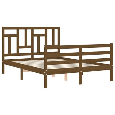 vidaXL Bed Frame without Mattress Honey Brown Small Double Solid Wood