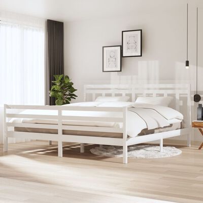 vidaXL Bed Frame without Mattress White Solid Wood 200x200 cm (810451+814115)