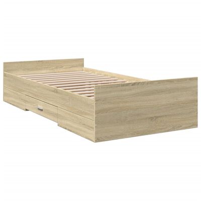 vidaXL Bed Frame with Drawers without Mattress Sonoma Oak 100x200 cm