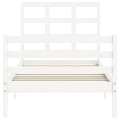 vidaXL Bed Frame without Mattress White Single Solid Wood