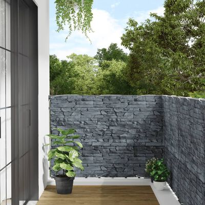 vidaXL Balcony Privacy Screen Ledge Stone Look Grey 300x120 cm PVC