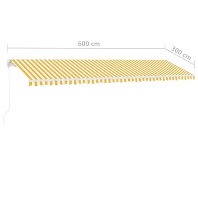 vidaXL Manual Retractable Awning with LED 600x300 cm Yellow and White