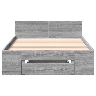 vidaXL Bed Frame with Drawer without Mattress Grey Sonoma 100x200 cm