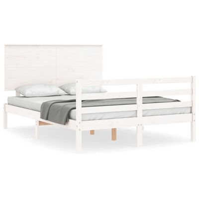 vidaXL Bed Frame without Mattress White 140x200 cm Solid Wood