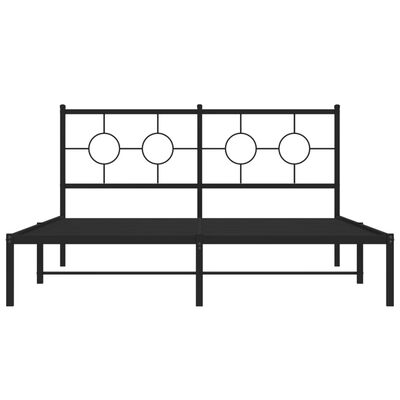 vidaXL Metal Bed Frame without Mattress with Headboard Black 150x200 cm King Size