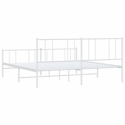 vidaXL Metal Bed Frame without Mattress with Footboard White 193x203 cm