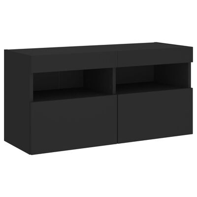 vidaXL 5 Piece TV Wall Units with LED Black Engineered Wood