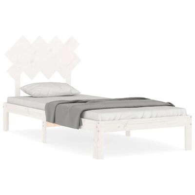 vidaXL Bed Frame without Mattress White Single Solid Wood Pine