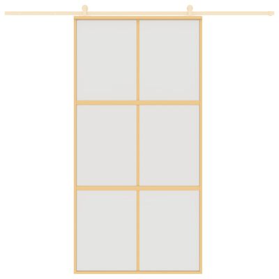 vidaXL Sliding Door Gold 102.5x205 cm Frosted ESG Glass and Aluminium