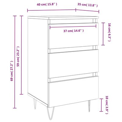 vidaXL Bedside Cabinets 2 pcs Smoked Oak 40x35x69 cm Engineered Wood