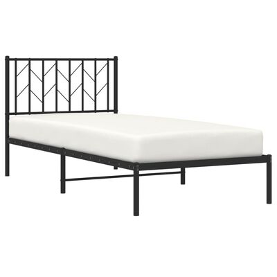 vidaXL Metal Bed Frame without Mattress with Headboard Black 90x200 cm