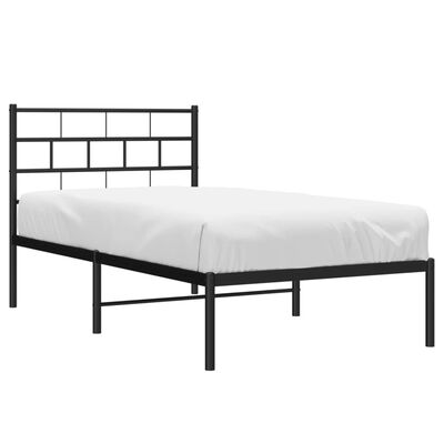 vidaXL Metal Bed Frame with Headboard Black 90x200 cm