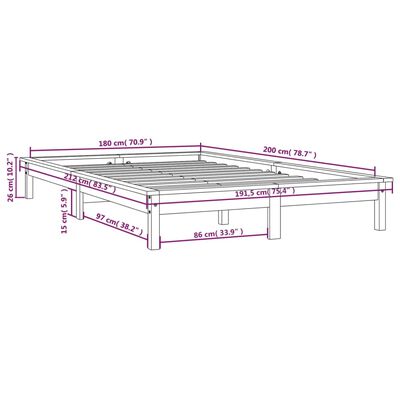 vidaXL Bed Frame without Mattress Black Super King Size Solid Wood