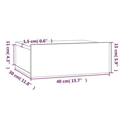 vidaXL Floating Nightstand Smoked Oak 40x30x15 cm Engineered Wood