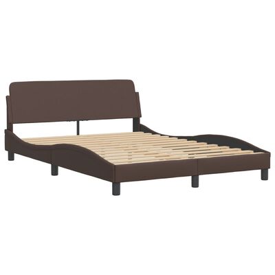 vidaXL Bed Frame with LED without Mattress Brown 140x190 cm