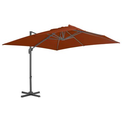 vidaXL Cantilever Garden Parasol with Aluminium Pole Terracotta 300x300 cm